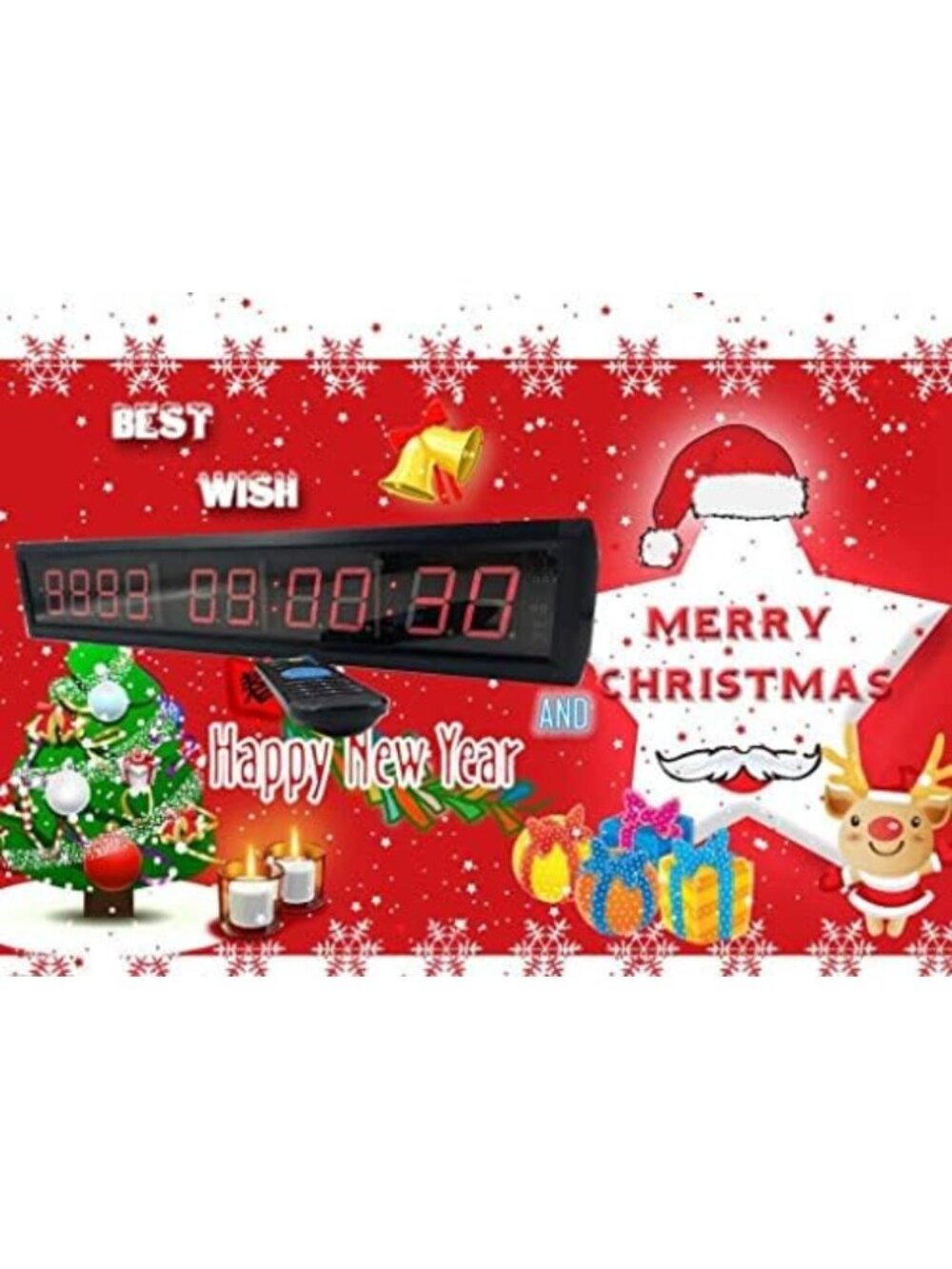LED Countdown Timer Wall Clock - 10 Digits, Red Display, Up/Down Functionality - Picture 6 of 6